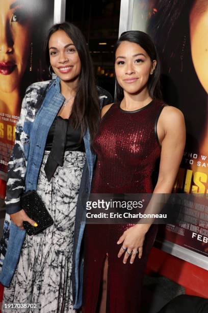 January 30, 2019- Rosario Dawson and Gina Rodriguez seen at Columbia Pictures presents the World Premiere of MISS BALA at Regal L.A. Live