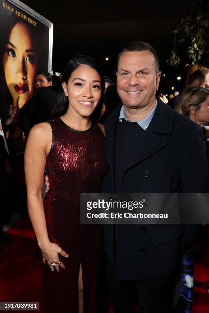 January 30, 2019- Gina Rodriguez and Kevin Misher, Producer, seen at Columbia Pictures presents the World Premiere of MISS BALA at Regal L.A. Live
