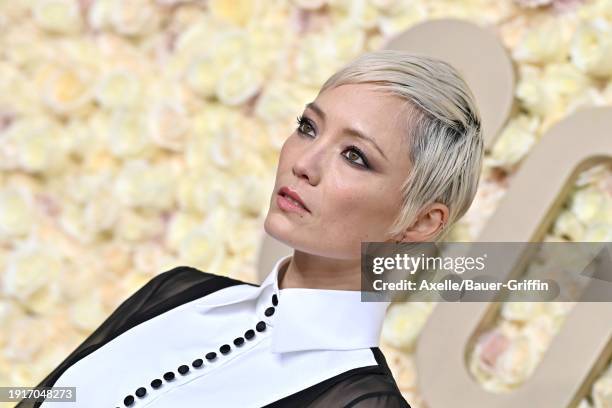 Pom Klementieff attends the 81st Annual Golden Globe Awards at The Beverly Hilton on January 07, 2024 in Beverly Hills, California.