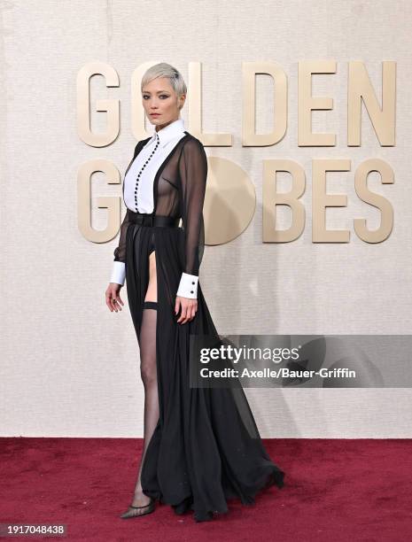 Pom Klementieff attends the 81st Annual Golden Globe Awards at The Beverly Hilton on January 07, 2024 in Beverly Hills, California.