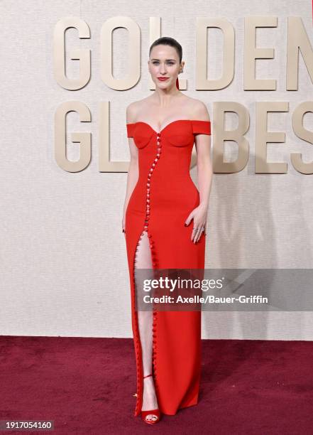 Rachel Brosnahan attends the 81st Annual Golden Globe Awards at The Beverly Hilton on January 07, 2024 in Beverly Hills, California.