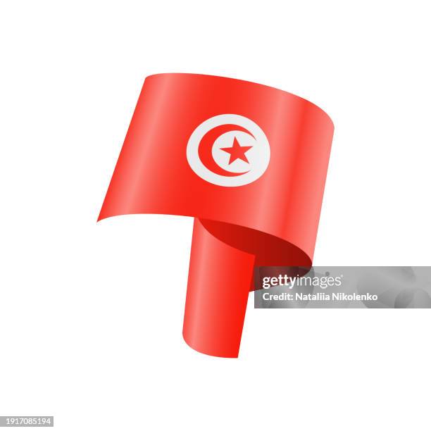 waving tunisia flag. national waving flag on a white background. - tunis stock illustrations