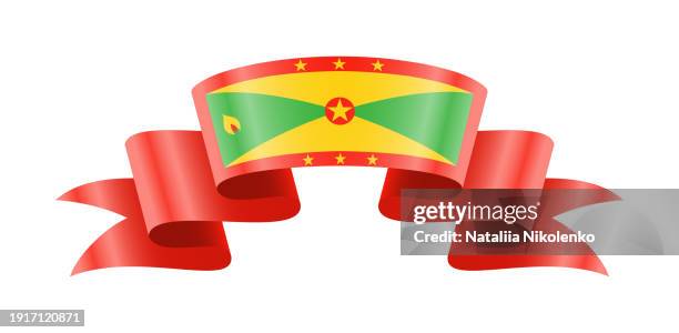 waving grenada flag. national waving flag on a white background. - grenada stock illustrations