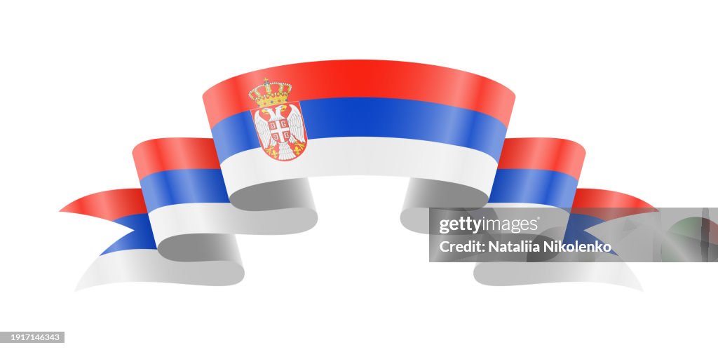 Waving Serbia flag. National waving flag on a white background.