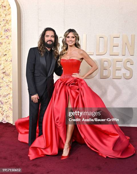 Tom Kaulitz and Heidi Klum attend the 81st Annual Golden Globe Awards at The Beverly Hilton on January 07, 2024 in Beverly Hills, California.