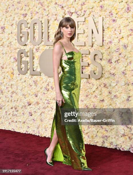 Taylor Swift attends the 81st Annual Golden Globe Awards at The Beverly Hilton on January 07, 2024 in Beverly Hills, California.