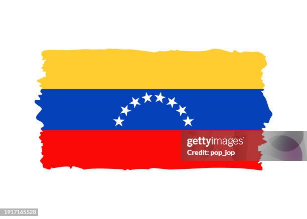 venezuela flag - grunge style vector illustration. flag of venezuela and text isolated on white background - venezuela flag stock illustrations