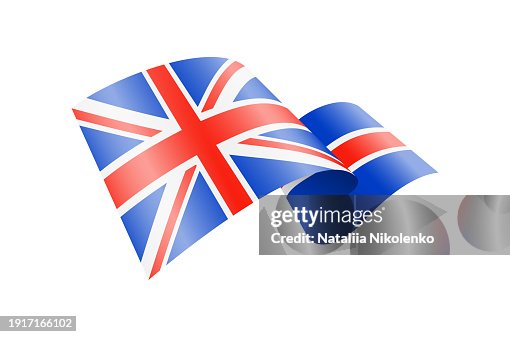 Waving United Kingdom flag. National waving flag on a white background. Waving United Kingdom flag. National waving flag on a white background.