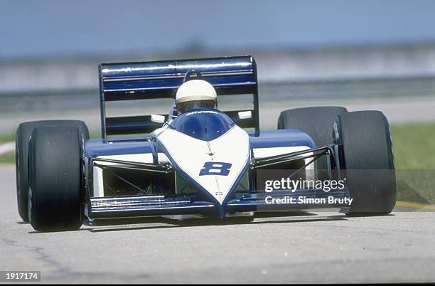 Andrea de Cesaris of Italy in action in his Brabham BMW during the Brazilian Grand Prix at the Rio circuit in Brazil. Cesaris retired from the race...