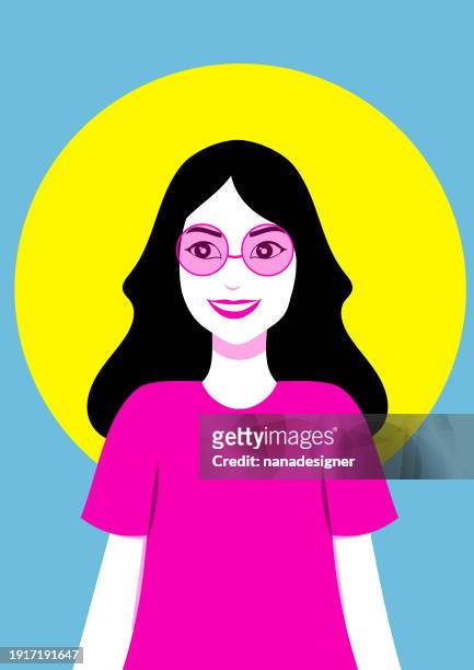girl with glasses - pre adolescent child stock illustrations