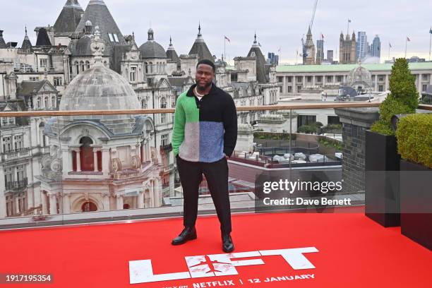 Kevin Hart attends a photocall for "LIFT" at Corinthia London on January 11, 2024 in London, England.