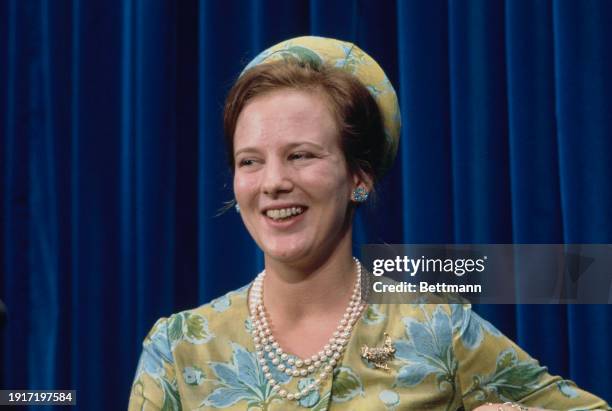 Princess Margrethe of Denmark smiles during a press conference at the National Press Center in Ottawa, Ontario, September 21st 1967.