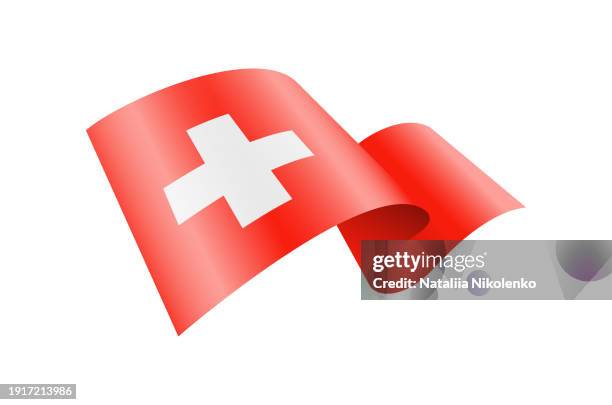 waving switzerland flag. national waving flag on a white background. - swiss flag stock illustrations