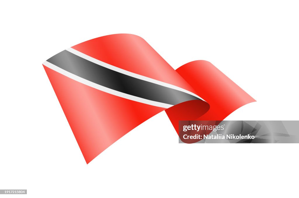 Waving Trinidad and Tobago flag. National waving flag on a white background.