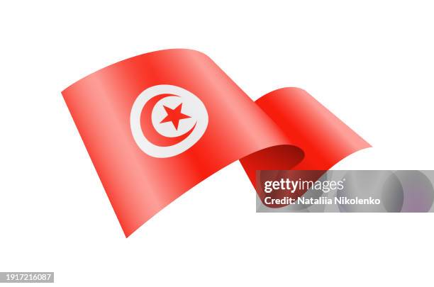 waving tunisia flag. national waving flag on a white background. - tunis stock illustrations