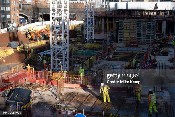 Construction site for a residential build-to-rent neighbourhood and housing complex on the site of the old Snow Hill car park in the Jewellery...