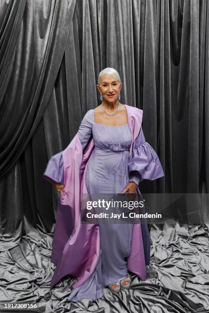 Actor Helen Mirren is photographed for Los Angeles Times on January 7, 2024 at the 81st Annual Golden Globe Awards held at the Beverly Hilton Hotel...