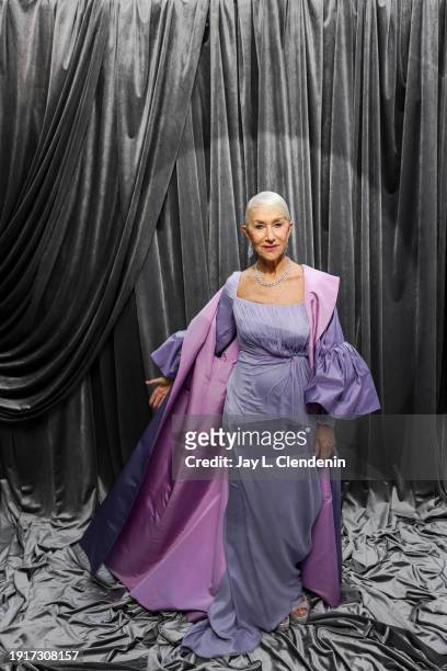 Actor Helen Mirren is photographed for Los Angeles Times on January 7, 2024 at the 81st Annual Golden Globe Awards held at the Beverly Hilton Hotel...