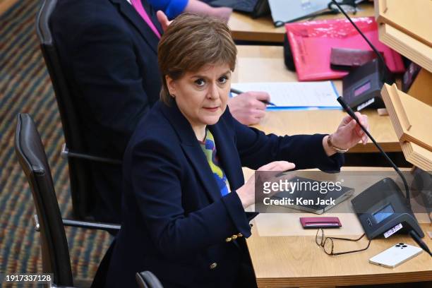 Former First Minister Nicola Sturgeon during First Minister's Questions in the Scottish Parliament, on January 11, 2024 in Edinburgh, Scotland.