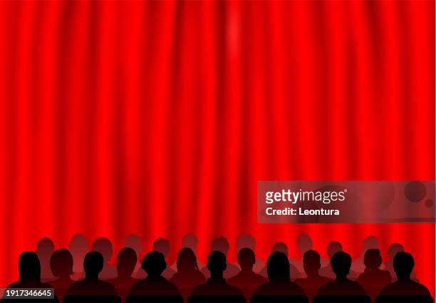 audience and red curtain - behind the curtain stock illustrations