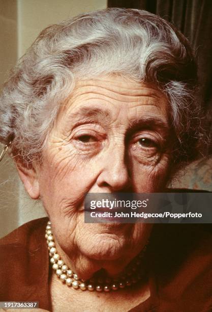 English writer and novelist Agatha Christie posed in England on her 79th birthday, 15th September 1969. Agatha Christie has written a number of crime...