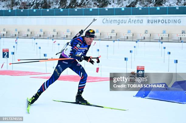 France's Quentin Fillon Maillet competes during the men's 4x7,5km relay event of the IBU Biathlon World Cup in Ruhpolding, southern Germany on...