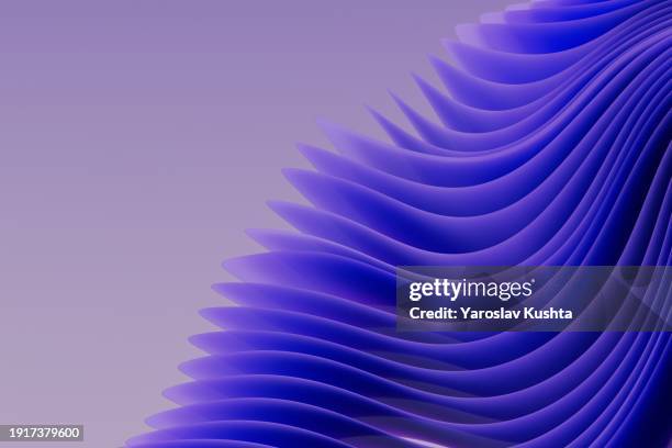 3d violet wavy pattern background.cgi  dynamic fabric swirls miimalist . abstract background. - stock photo - mr purple stock pictures, royalty-free photos & images
