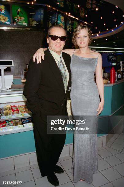 American actors Jack Nicholson and Rebecca Broussard attend the UK film premiere of James L. Brooks' 'As Good as It Gets' at the Warner cinema,...