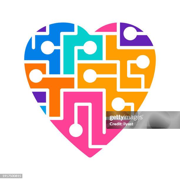 connecting dots for dating - making heart shape stock illustrations