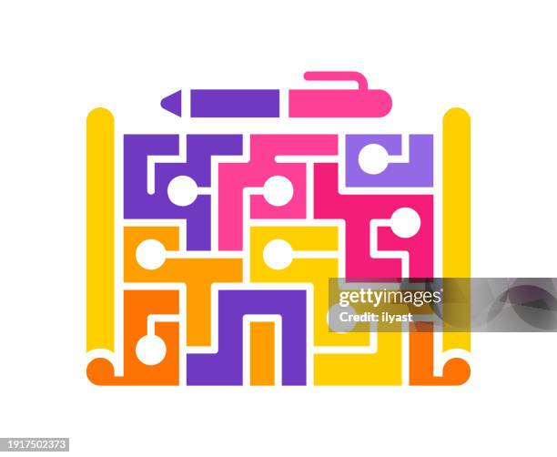 connecting dots for blueprint - engineering office background stock illustrations