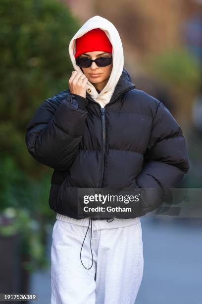 Emily Ratajkowski is seen in the West Village on January 08, 2024 in New York City.