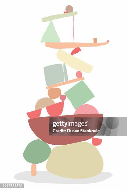 balance - pile of rocks white background stock illustrations