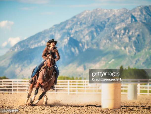 barrel racing in utah - faster horses stock pictures, royalty-free photos & images