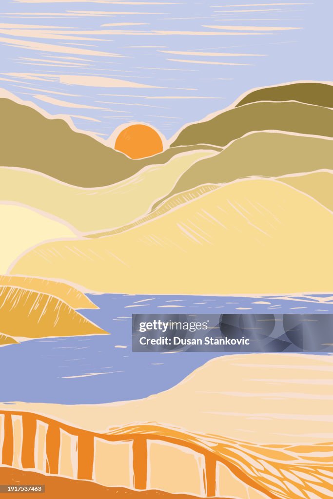 Landscape and mountains.