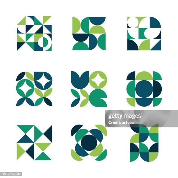 minimalism geometric bauhaus style symbol design elements - half full stock illustrations