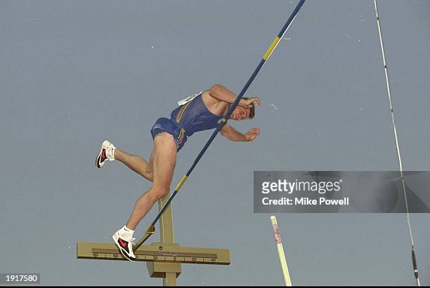 Sergey Bubka of the Ukraine in action during the Pole Vault event at the World Championships at the Olympic Stadium in Athens, Greece. Bubka won the...