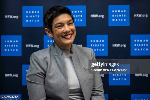 Acting Executive Director of Human Rights Watch Tirana Hassan speaks during an interview with AFP in New York City on January 9, 2024. Human rights...