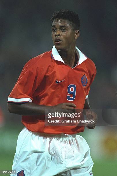 Patrick Kluivert of Holland in action during the World Cup Qualifier match against Belgium in Rotterdam, Holland. Holland won the match 3-1. \...