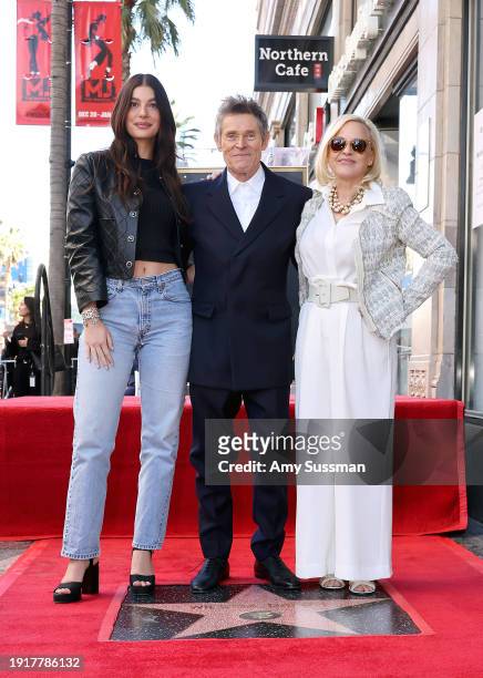Camila Morrone, Willem Dafoe and Patricia Arquette attend the Hollywood Walk of Fame Star Ceremony for Willem Dafoe on January 08, 2024 in Hollywood,...