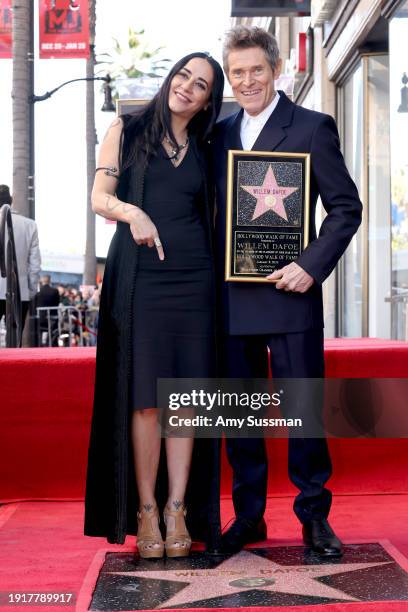 Giada Colagrande and Willem Dafoe attend the Hollywood Walk of Fame Star Ceremony for Willem Dafoe on January 08, 2024 in Hollywood, California.