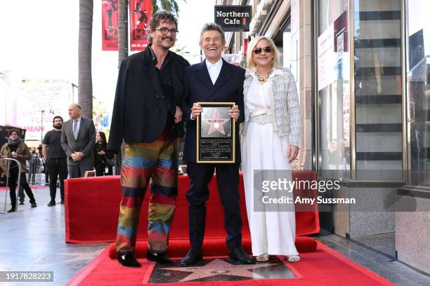 Pedro Pascal, Willem Dafoe and Patricia Arquette attend the Hollywood Walk of Fame Star Ceremony for Willem Dafoe on January 08, 2024 in Hollywood,...