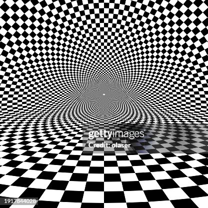 Black and white checkered vortex pattern. Black and white checkered vortex pattern.
