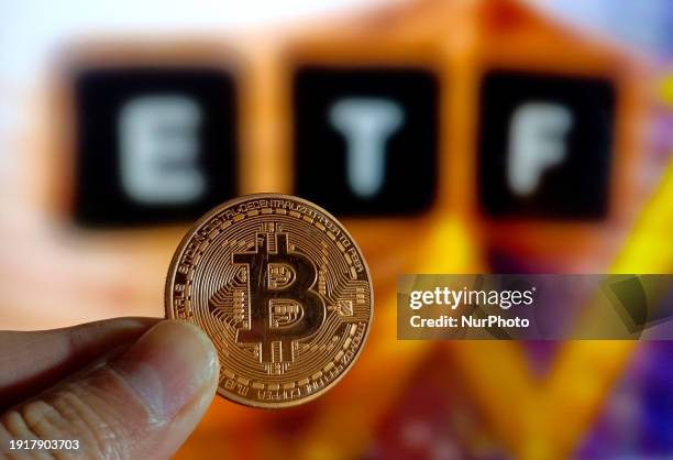 An illustration of the Bitcoin spot ETF is launching in Suqian, Jiangsu Province, China, on January 11, 2024.