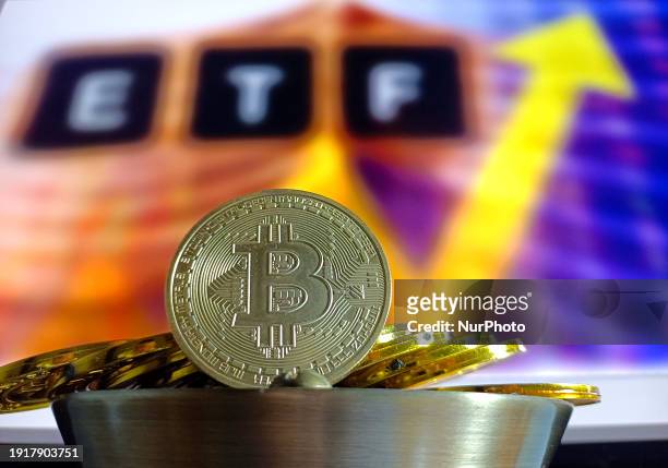 An illustration of the Bitcoin spot ETF is launching in Suqian, Jiangsu Province, China, on January 11, 2024.