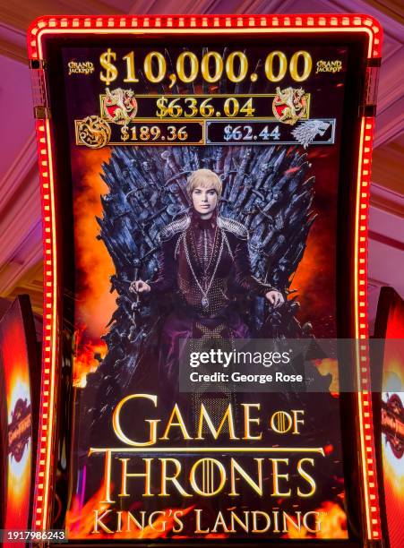 Game of Thrones slot machine is viewed at the Bellagio Hotel & Casino on December 22, 2023 in Las Vegas, Nevada. Las Vegas will play host to the...