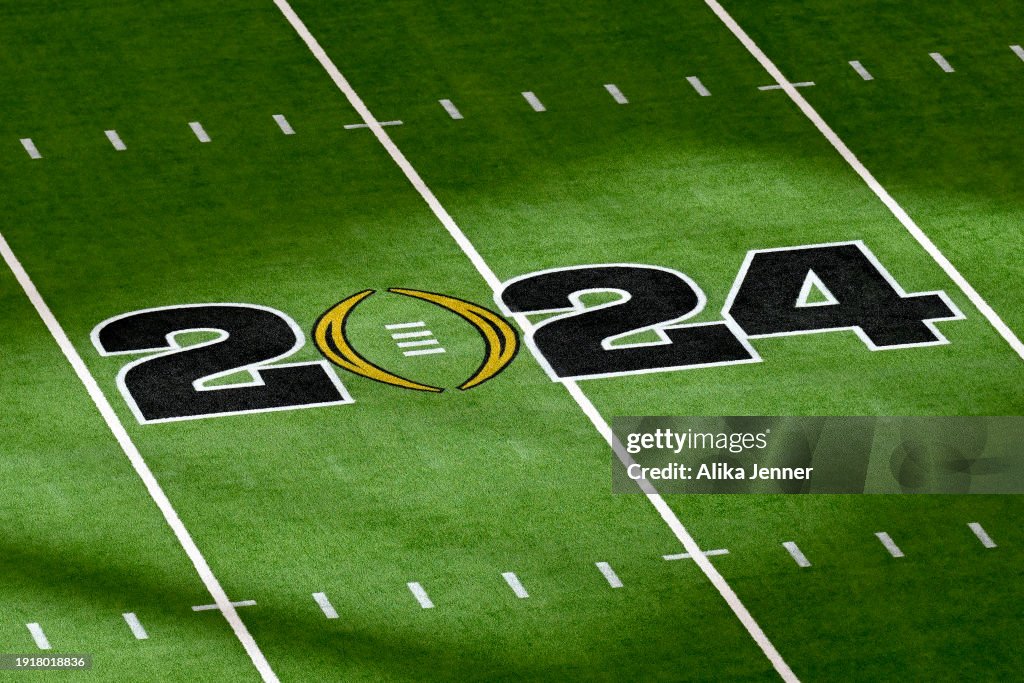 A general view of the field logo before the 2024 CFP National... News