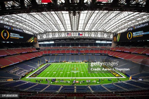 General view of the field before the 2024 CFP National Championship game between the Michigan Wolverines and the Washington Huskies at NRG Stadium on...