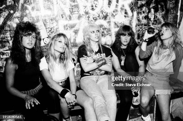 Members of American Heavy Metal band Wench pose in CBGB, New York, New York, August 1, 1988. , New York, New York, August 1, 1988. Pictured are...