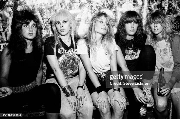 Members of American Heavy Metal band Wench pose in CBGB, New York, New York, August 1, 1988. , New York, New York, August 1, 1988. Pictured are...