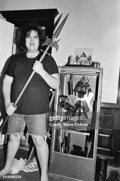 Portrait of American Rock musician John Popper, of the band Blues Traveler, in his Brooklyn home, New York, New York, March 1, 1990.